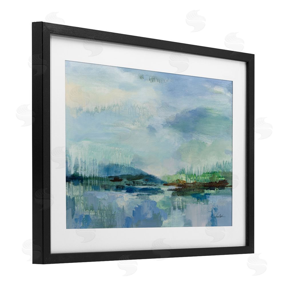 Silvia Vassileva Rain Over The Lagoon Black Framed Print Under Glass Wall Art