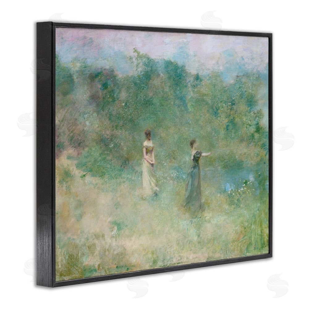 Wild Apple Portfolio Vintage Summer Fishing Ladies Black Framed Giclee Wall Art Print