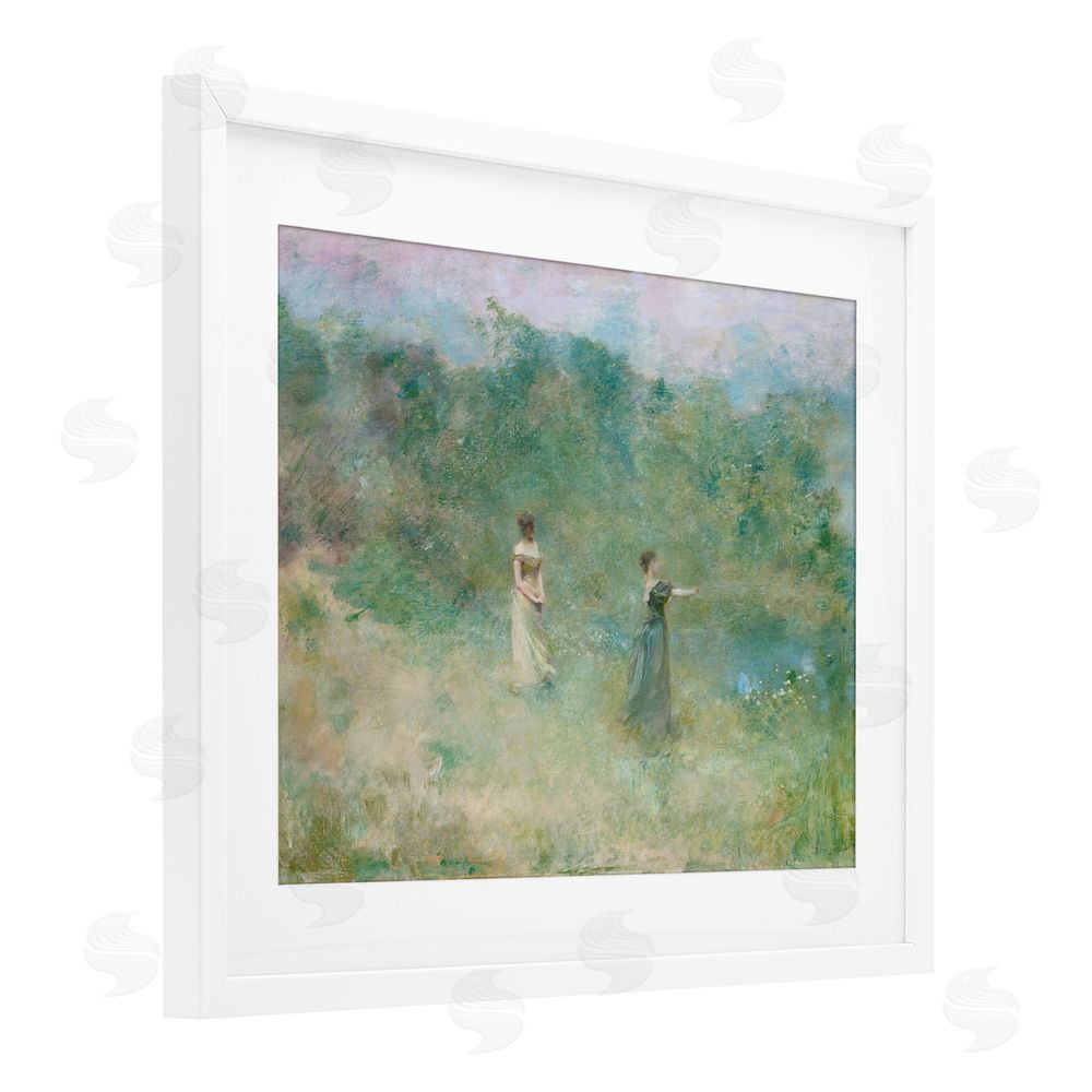 Wild Apple Portfolio Vintage Summer Fishing Ladies White Framed Print Under Glass Wall Art