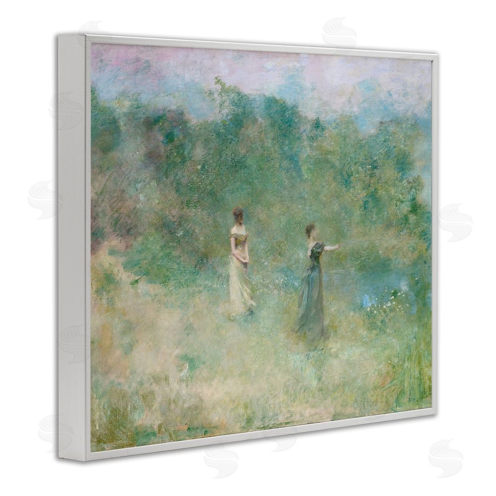 Wild Apple Portfolio Vintage Summer Fishing Ladies White Framed Giclee Wall Art Print