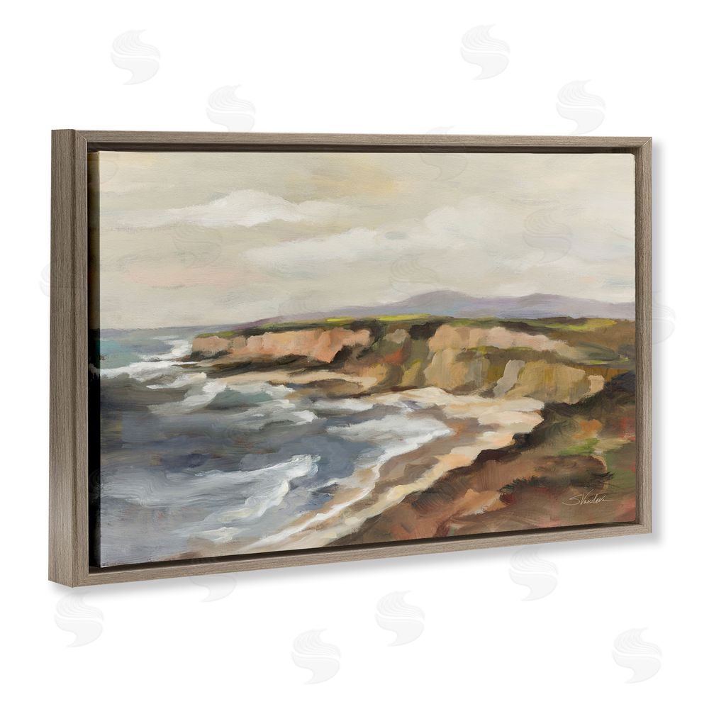 Silvia Vassileva Rocky Coast Expression Brown Floating Frame Canvas Wall Art Print