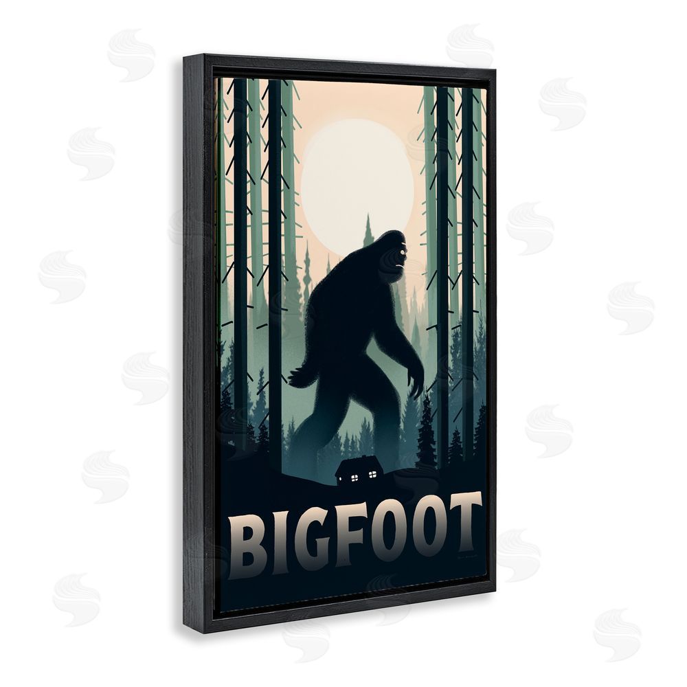 Omar Escalante Forest Creature Cabin in Woods Black Floating Frame Canvas Wall Art Print