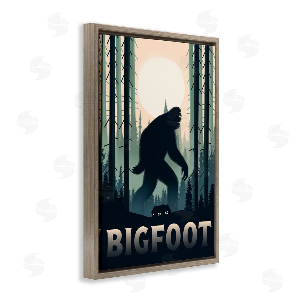 Omar Escalante Forest Creature Cabin in Woods Brown Floating Frame Canvas Wall Art Print