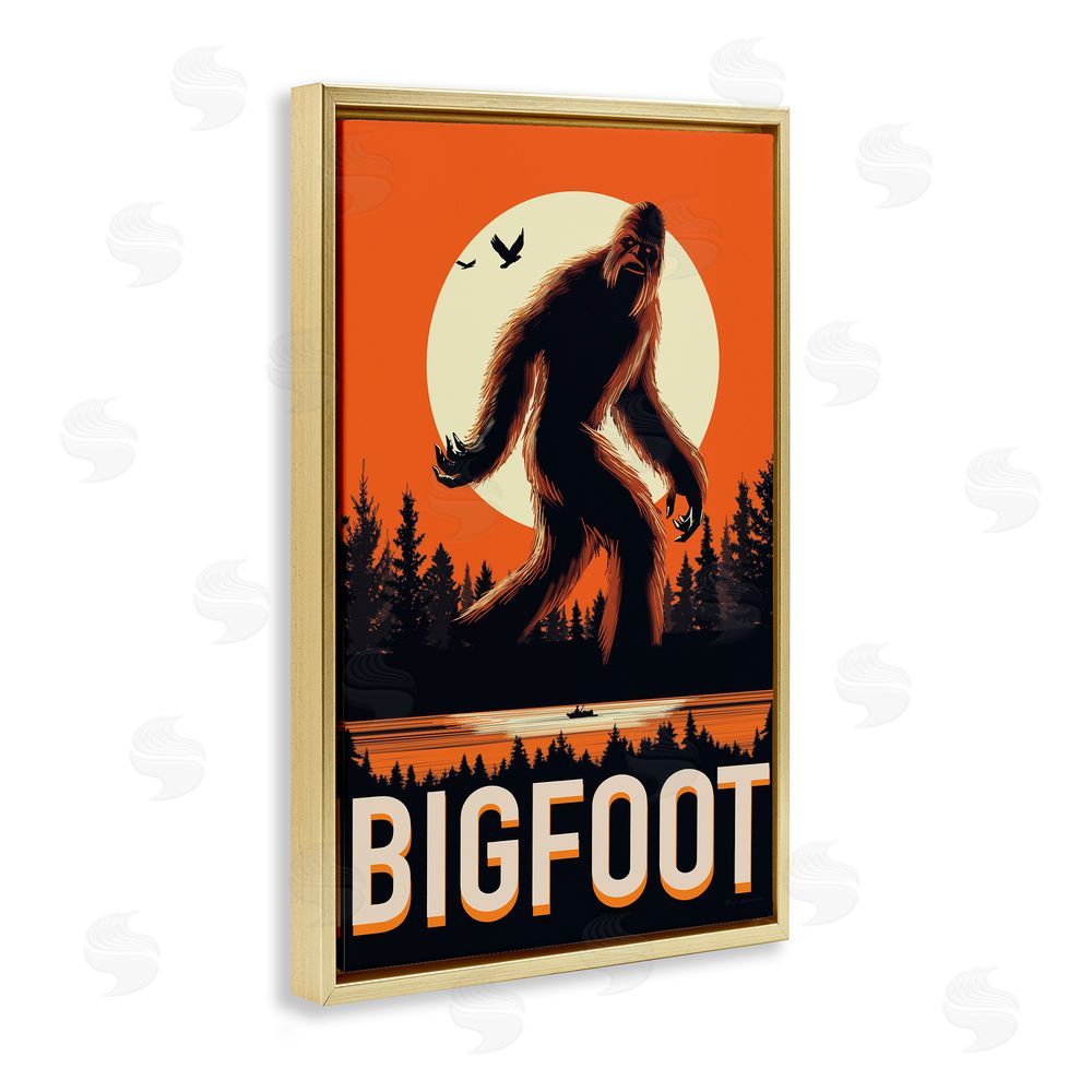 Omar Escalante Mythical Creature Lake Front Gold Floating Frame Canvas Wall Art Print