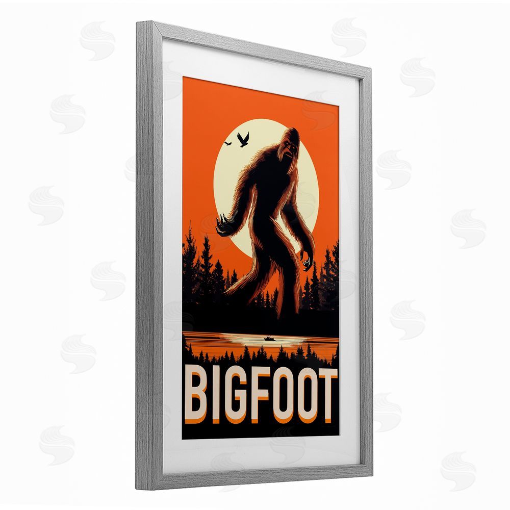 Omar Escalante Mythical Creature Lake Front Gray Framed Print Under Glass Wall Art