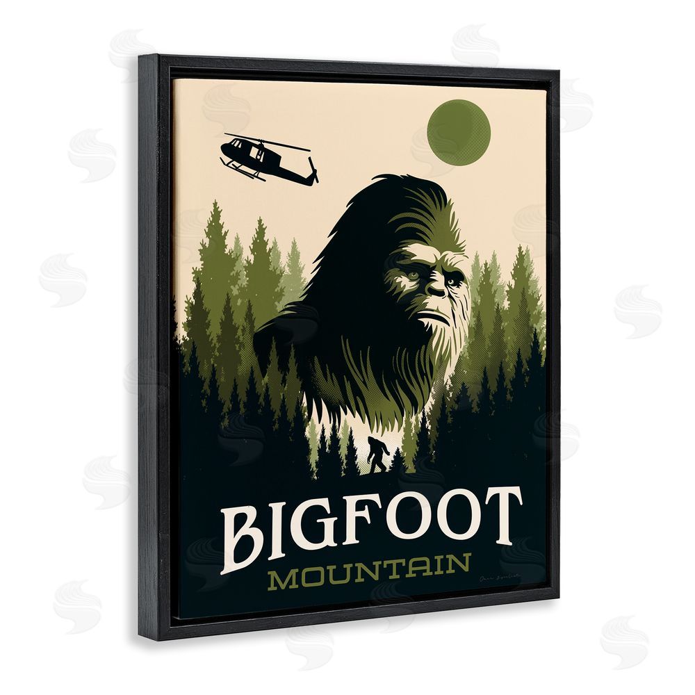 Omar Escalante Bigfoot Mountain Forest Black Floating Frame Canvas Wall Art Print