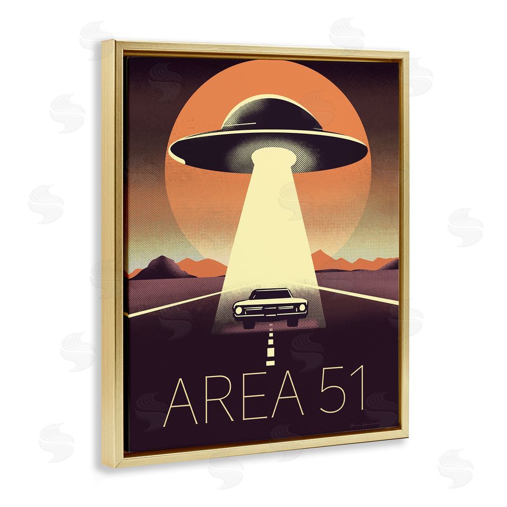 Omar Escalante Abduction On The Road Gold Floating Frame Canvas Wall Art Print