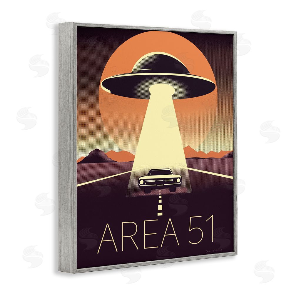 Omar Escalante Abduction On The Road Gray Framed Giclee Wall Art Print