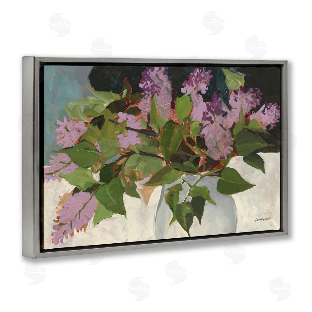 Katherine Lovell June Lilacs Bouquet Gray Floating Frame Canvas Wall Art Print