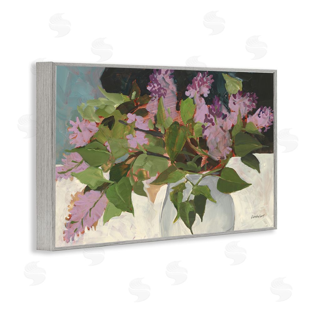 Katherine Lovell June Lilacs Bouquet Gray Framed Giclee Wall Art Print
