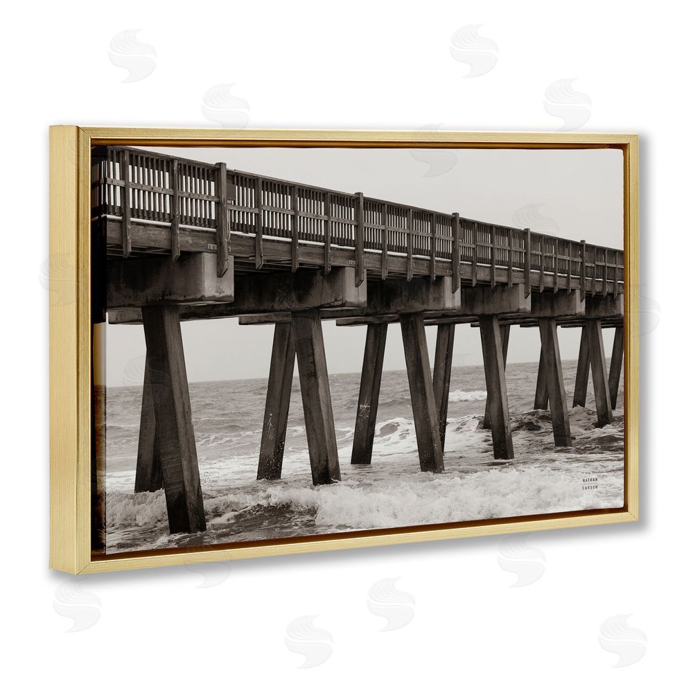 Nathan Larson Pier Angles Structure Gold Floating Frame Canvas Wall Art Print