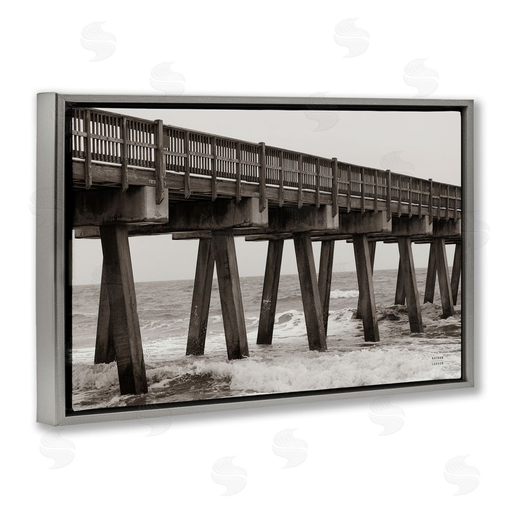 Nathan Larson Pier Angles Structure Gray Floating Frame Canvas Wall Art Print