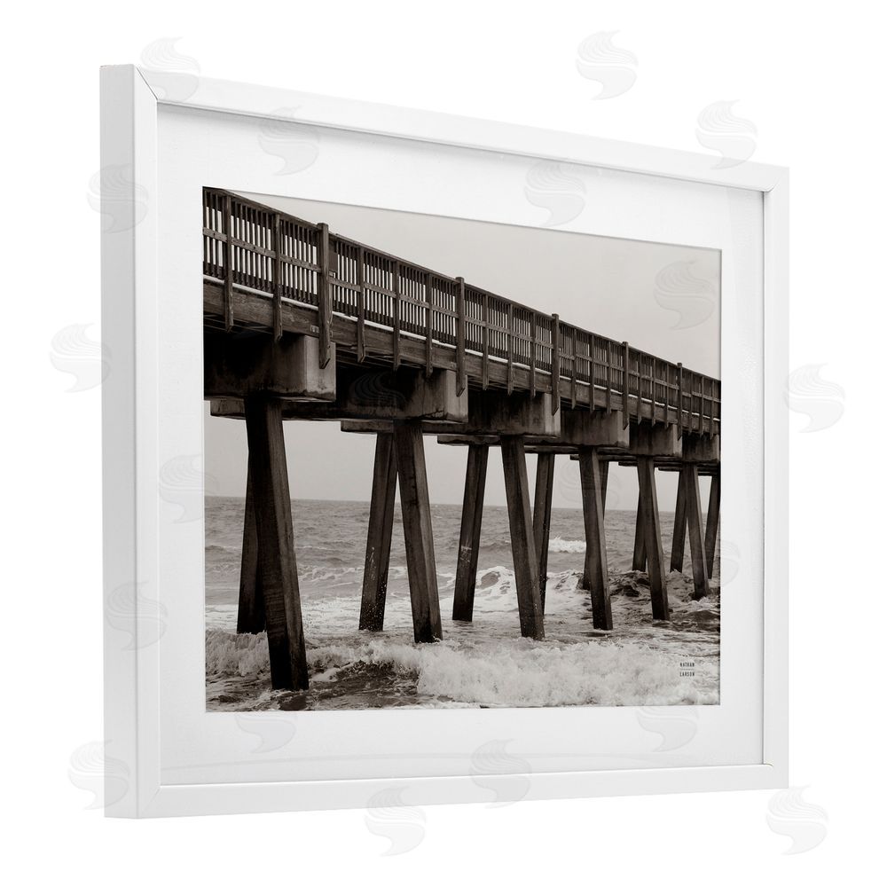 Nathan Larson Pier Angles Structure White Framed Print Under Glass Wall Art