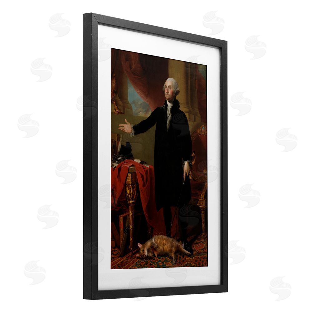 Sarah Adams Purrsuit Of Liberty Historical Cat Black Framed Print Under Glass Wall Art