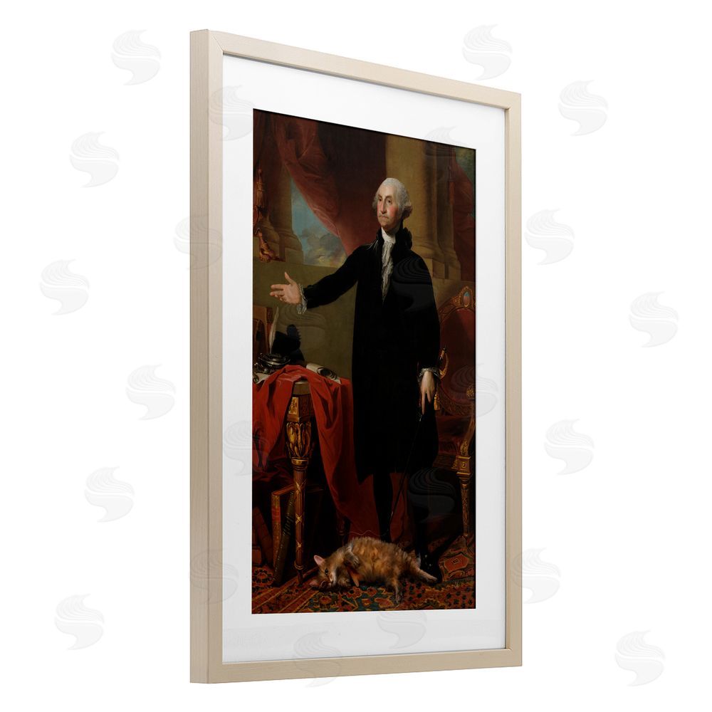 Sarah Adams Purrsuit Of Liberty Historical Cat Birch Framed Print Under Glass Wall Art