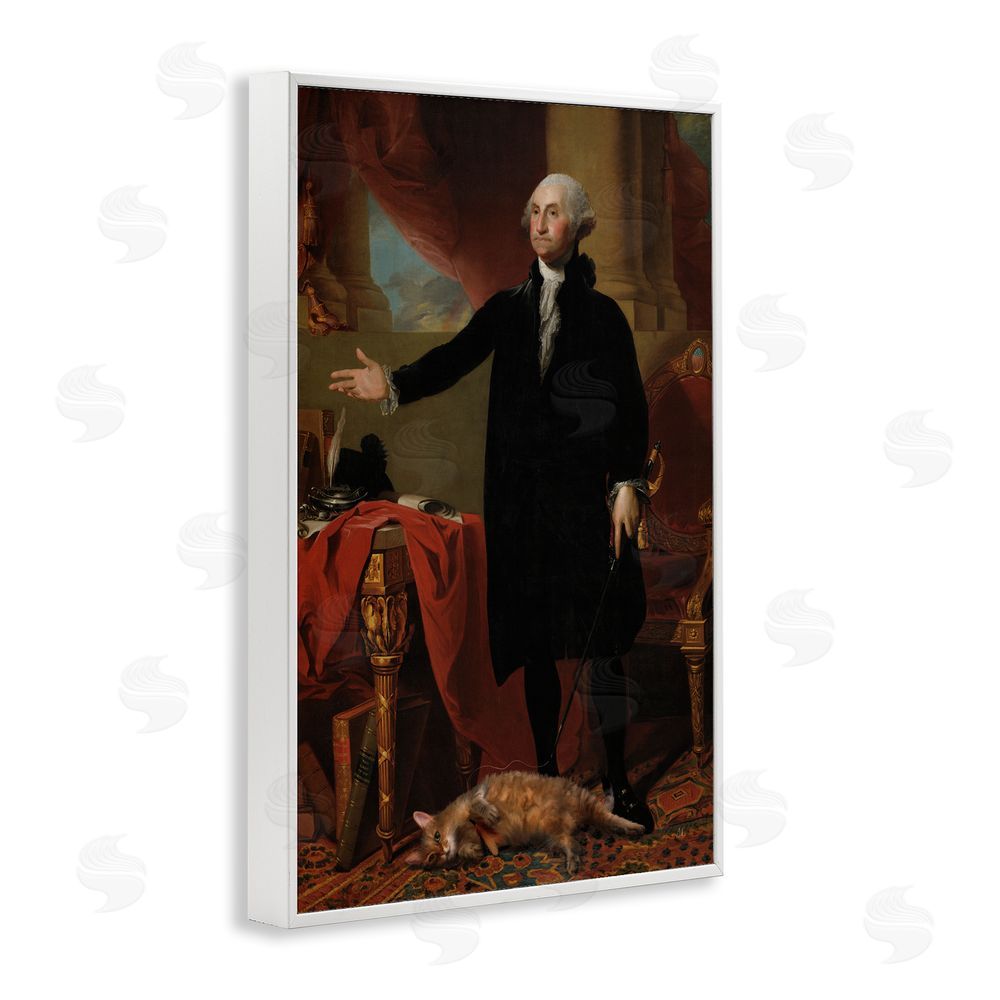 Sarah Adams Purrsuit Of Liberty Historical Cat White Framed Giclee Wall Art Print