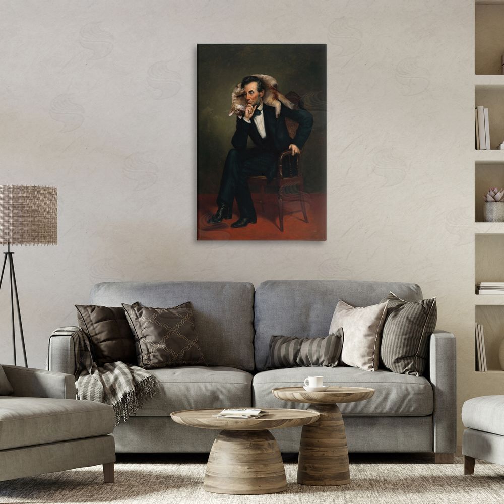 Sarah Adams Cat & Historical Leader Stretched Canvas Wall Art in Room