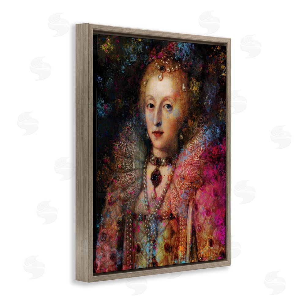 Sarah Adams Dappled Royalty Renaissance Portrait Brown Floating Frame Canvas Wall Art Print