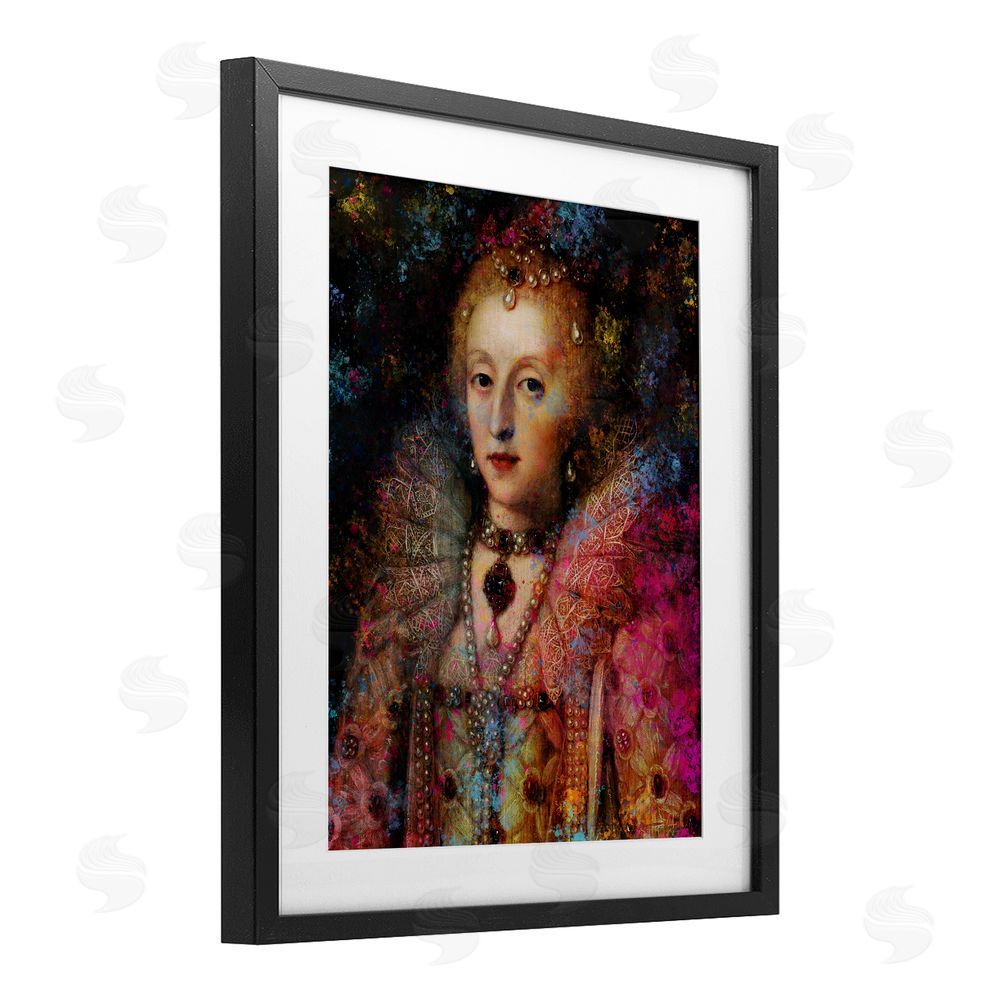 Sarah Adams Dappled Royalty Renaissance Portrait Black Framed Print Under Glass Wall Art