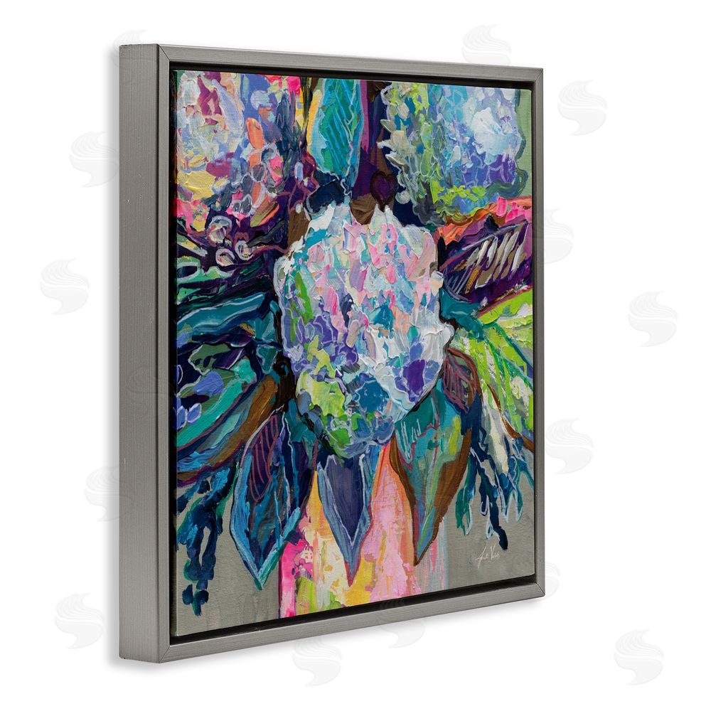 Jeanette Vertentes Love That Gives Bouquet Gray Floating Frame Canvas Wall Art Print