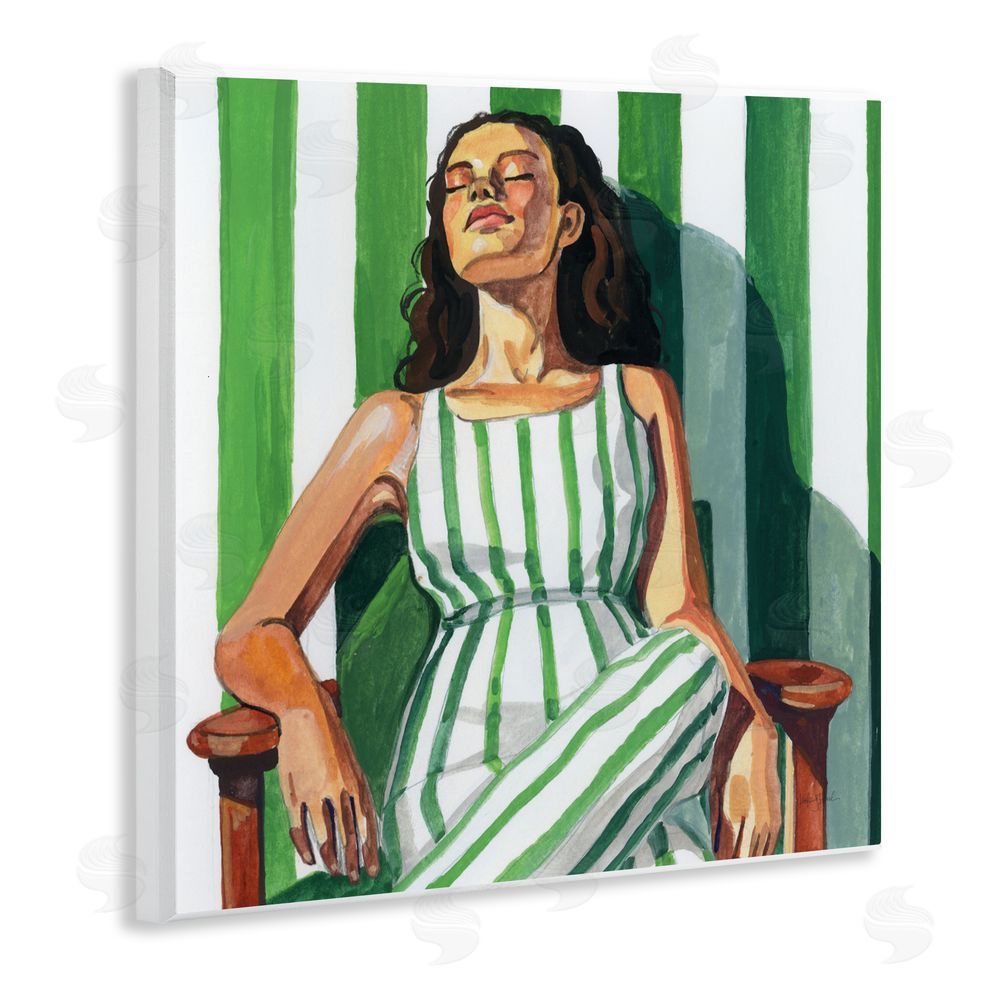Kate Jarvik Birch Relaxing In A Striped Dress Wall Plaque Art Print