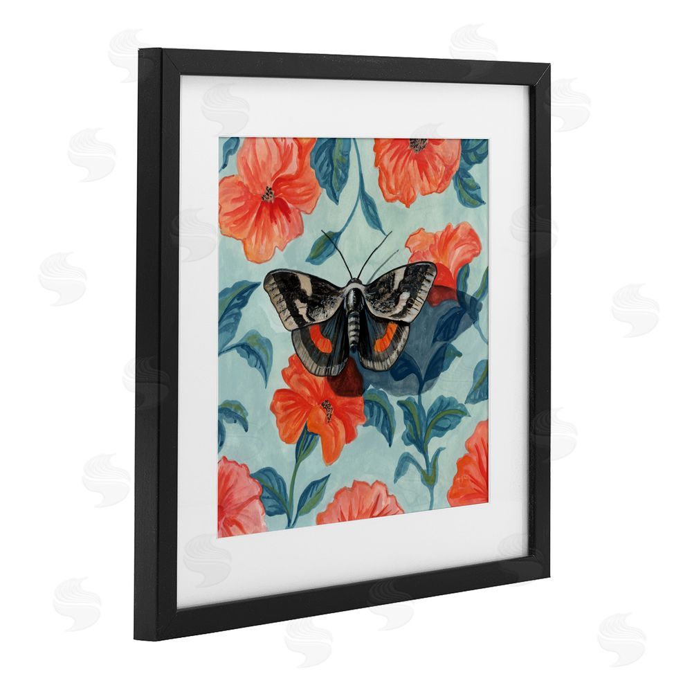 Kate Jarvik Birch Academia Moth On Floral Black Framed Print Under Glass Wall Art