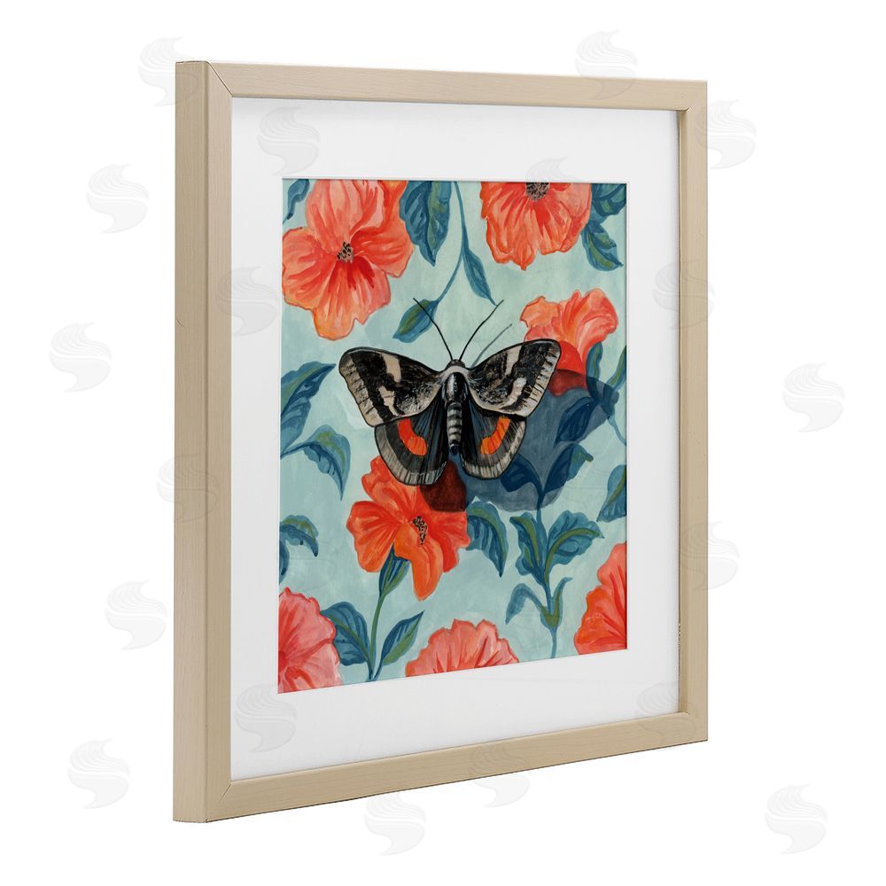 Kate Jarvik Birch Academia Moth On Floral Birch Framed Print Under Glass Wall Art