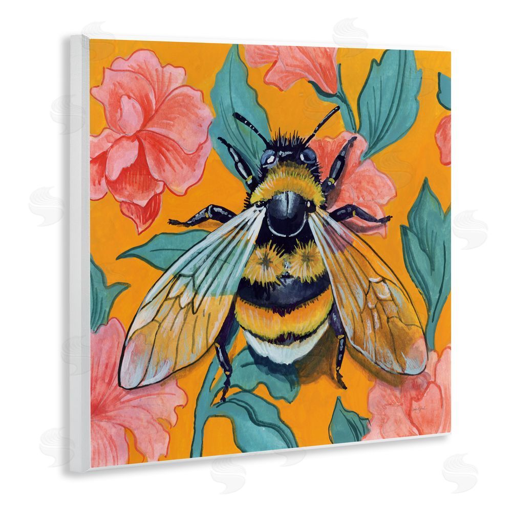 Kate Jarvik Birch Bumble Bee & Flower Pattern Wall Plaque Art Print