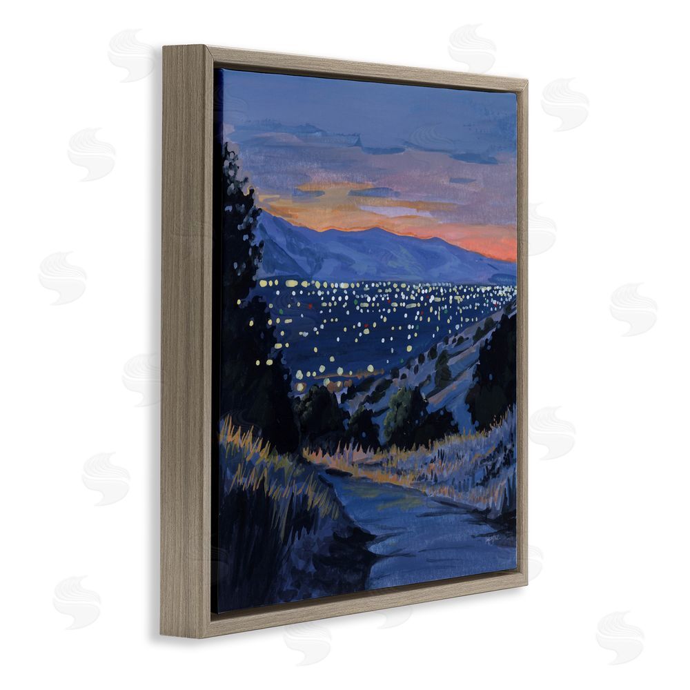 Kate Jarvik Birch Desert City Lights At Dusk Brown Floating Frame Canvas Wall Art Print