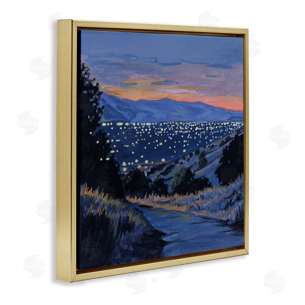 Kate Jarvik Birch Desert City Lights At Dusk Gold Floating Frame Canvas Wall Art Print