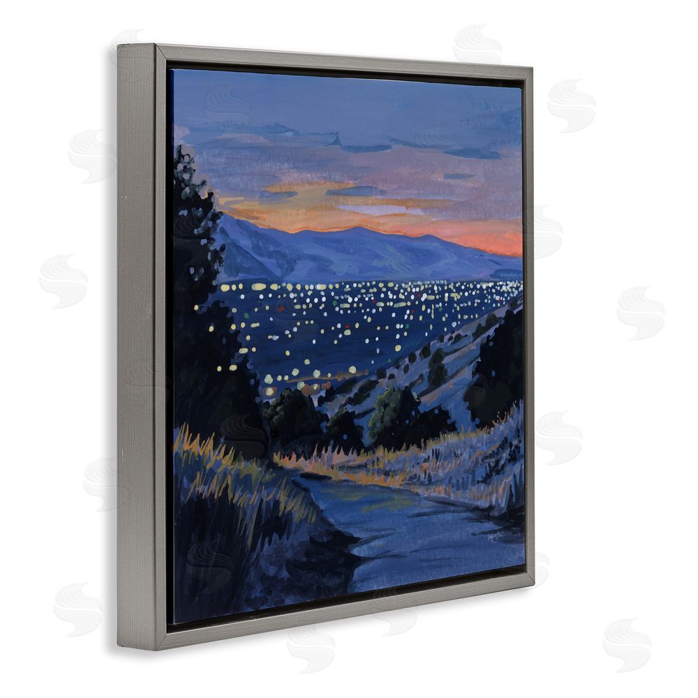Kate Jarvik Birch Desert City Lights At Dusk Gray Floating Frame Canvas Wall Art Print
