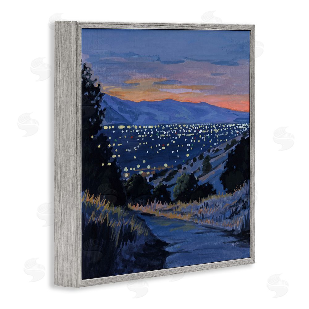 Kate Jarvik Birch Desert City Lights At Dusk Gray Framed Giclee Wall Art Print