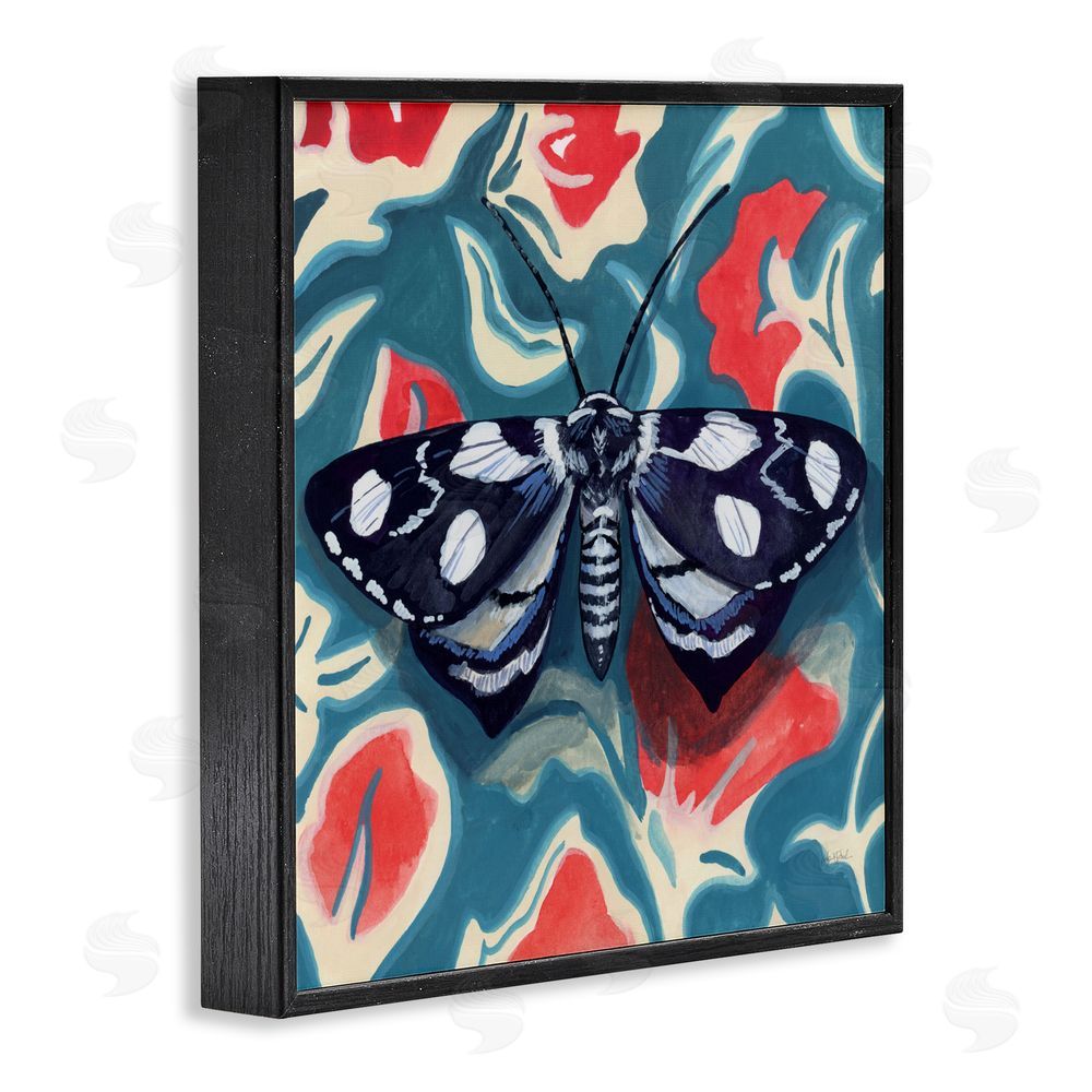 Kate Jarvik Birch Symmetrical Moth On Beautiful Flowers Black Framed Giclee Wall Art Print