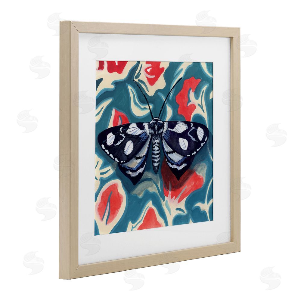 Kate Jarvik Birch Symmetrical Moth On Beautiful Flowers Birch Framed Print Under Glass Wall Art