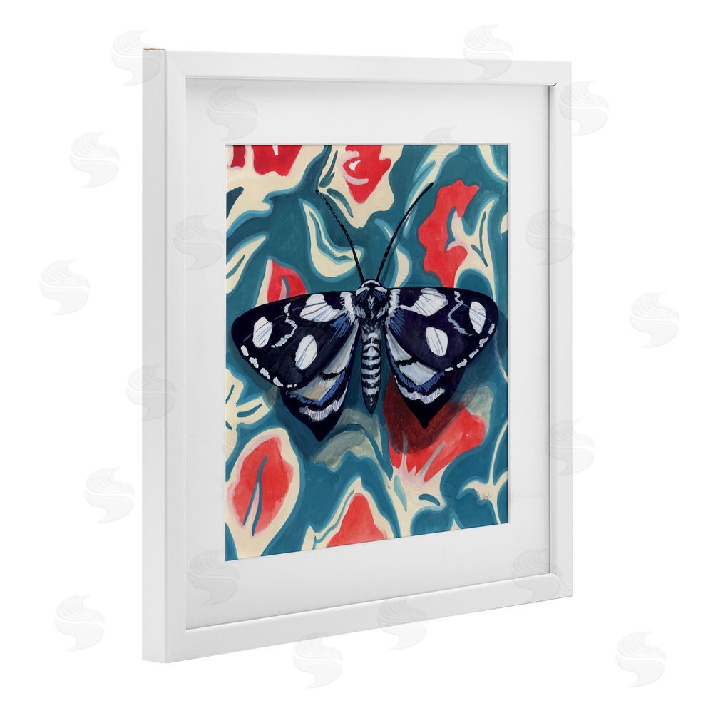 Kate Jarvik Birch Symmetrical Moth On Beautiful Flowers White Framed Print Under Glass Wall Art