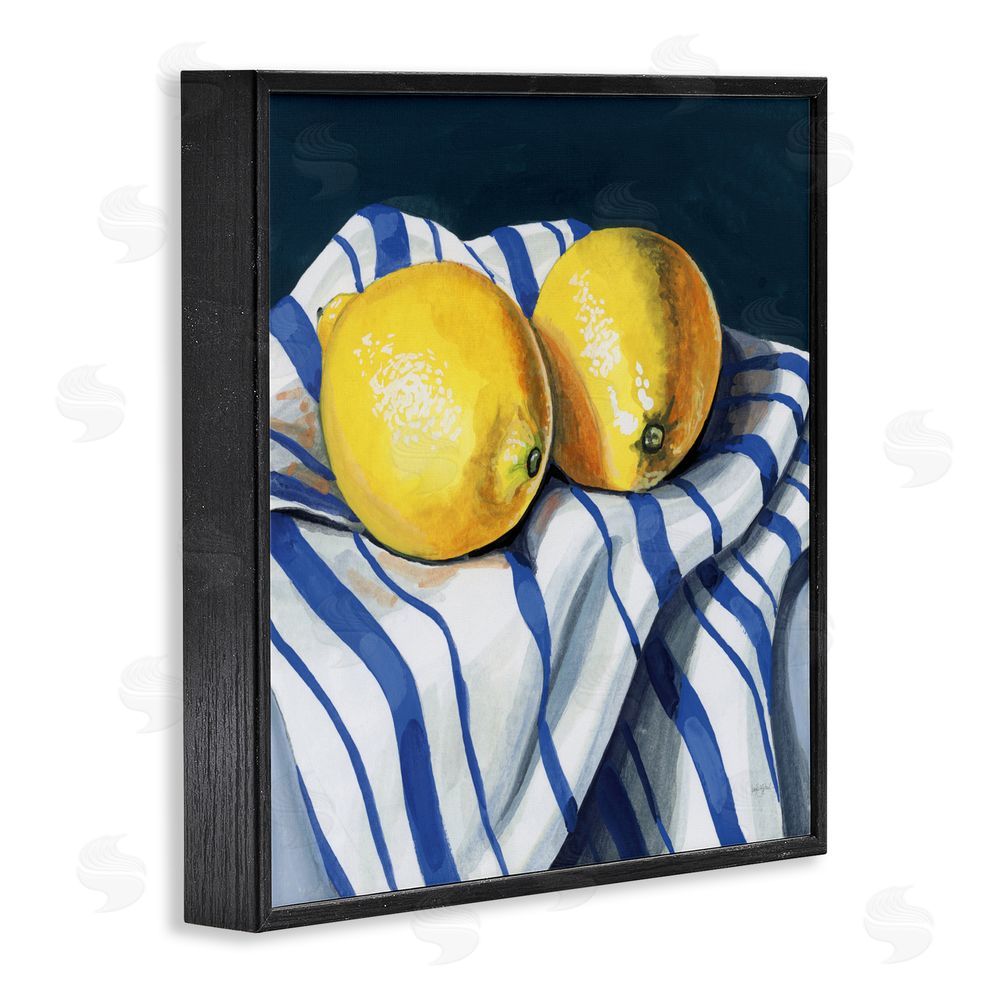 Kate Jarvik Birch Fresh Kitchen Lemons on Dishtowel Black Framed Giclee Wall Art Print