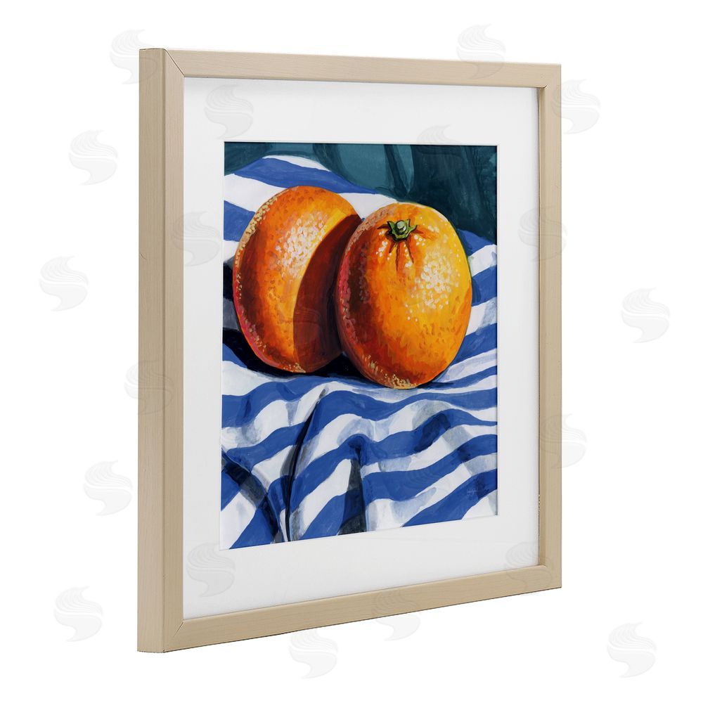Kate Jarvik Birch Oranges On Striped Cloth Birch Framed Print Under Glass Wall Art