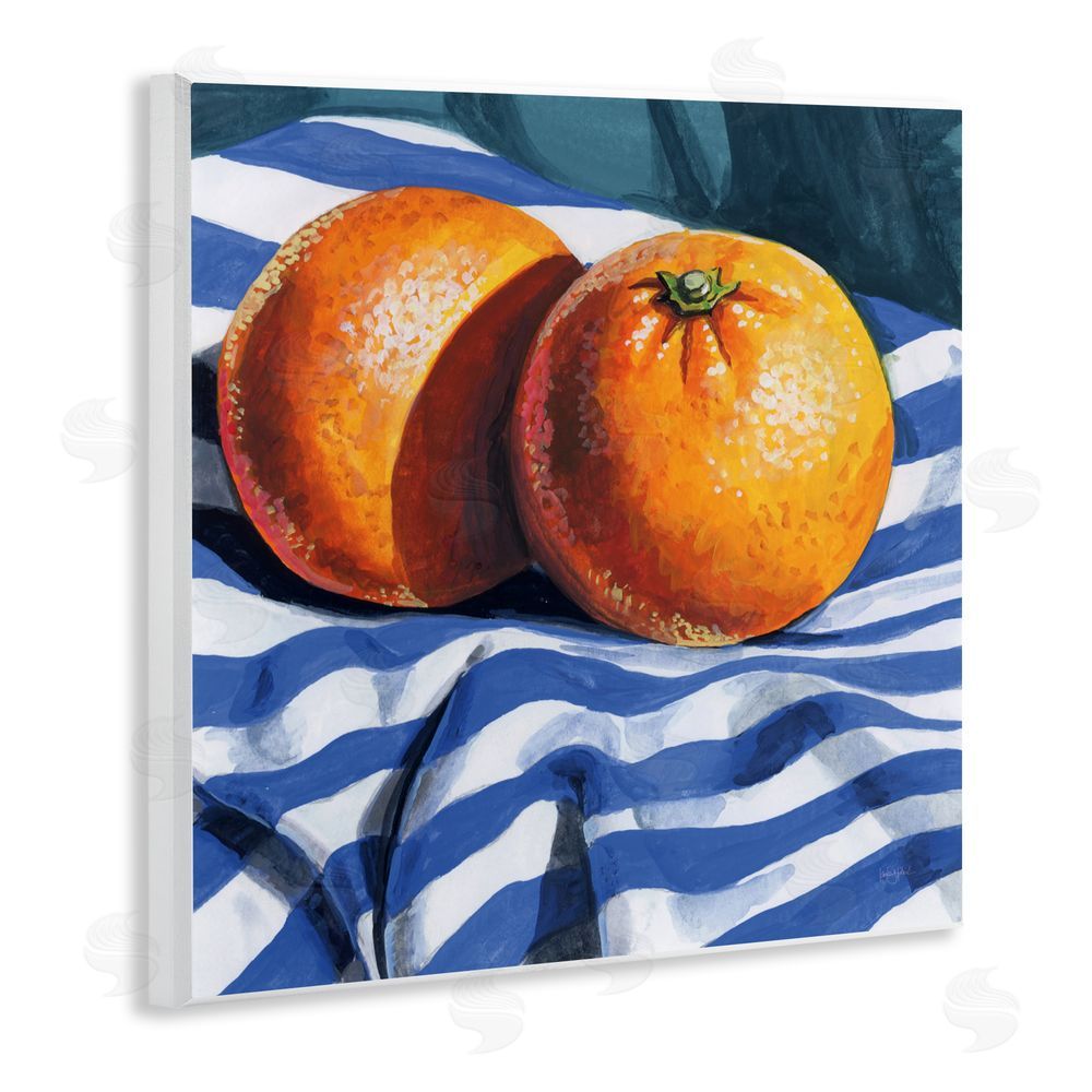 Kate Jarvik Birch Oranges On Striped Cloth Wall Plaque Art Print