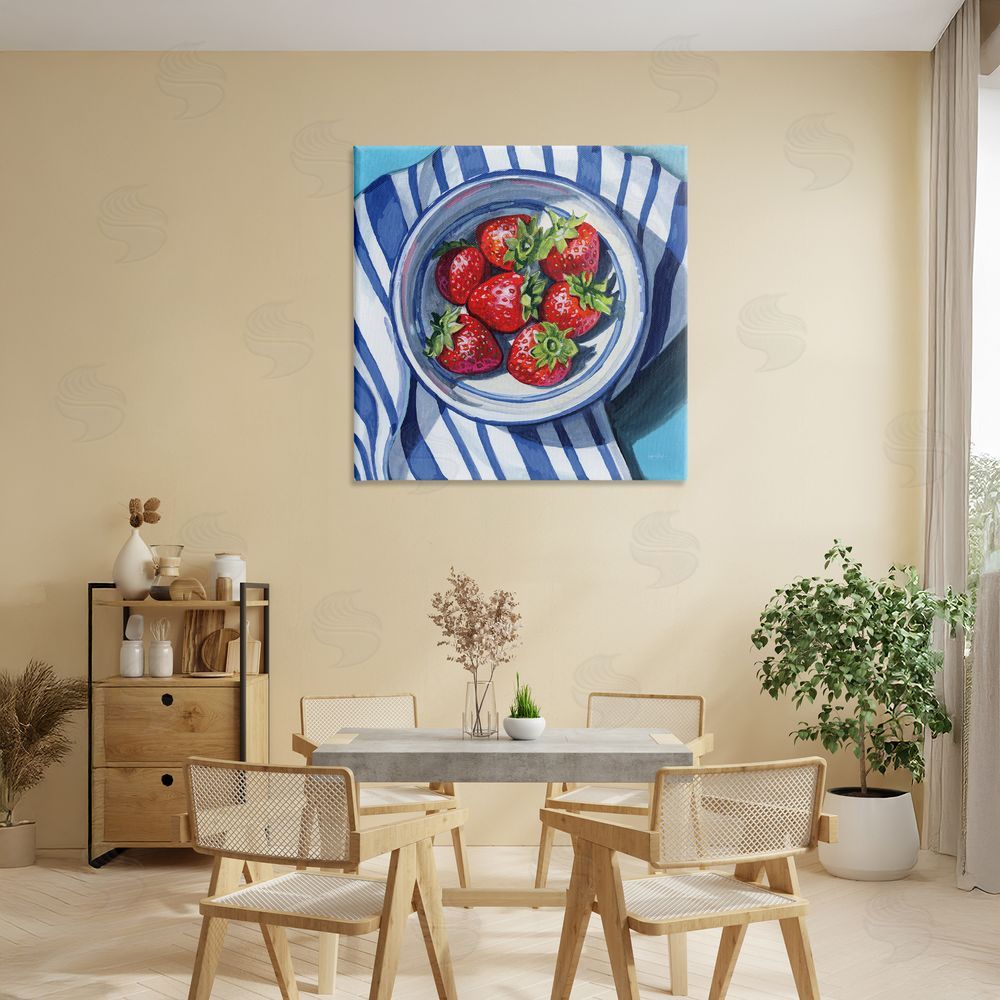 Kate Jarvik Birch Fresh Picked Kitchen Strawberries Canvas Wall Art Print in Room