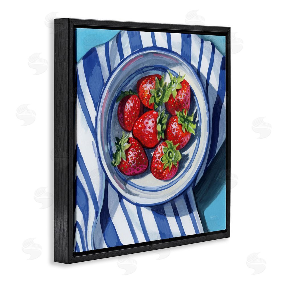 Kate Jarvik Birch Fresh Picked Kitchen Strawberries Black Floating Frame Canvas Wall Art Print