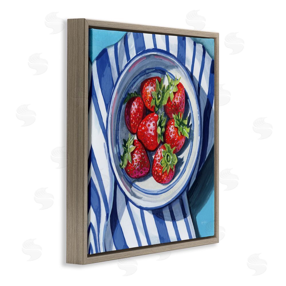 Kate Jarvik Birch Fresh Picked Kitchen Strawberries Brown Floating Frame Canvas Wall Art Print