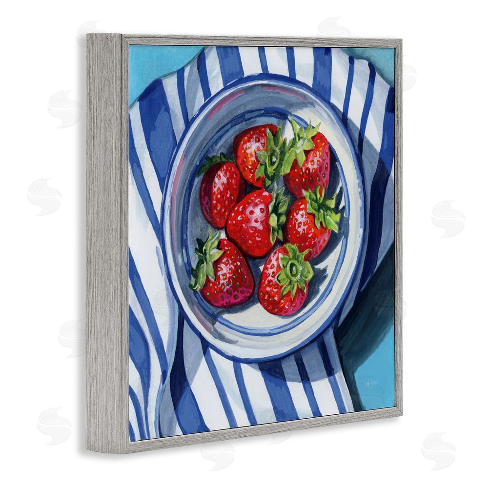 Kate Jarvik Birch Fresh Picked Kitchen Strawberries Gray Framed Giclee Wall Art Print
