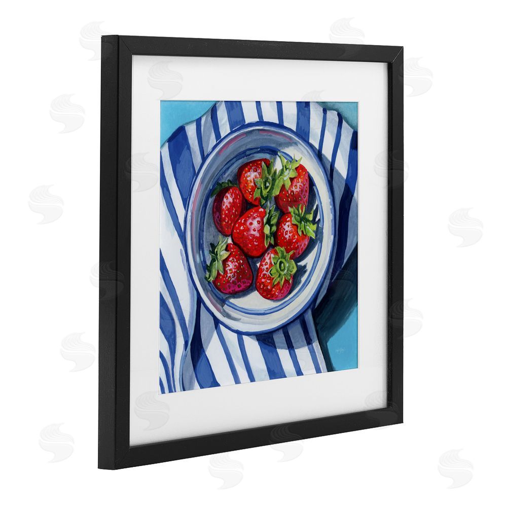 Kate Jarvik Birch Fresh Picked Kitchen Strawberries Black Framed Print Under Glass Wall Art