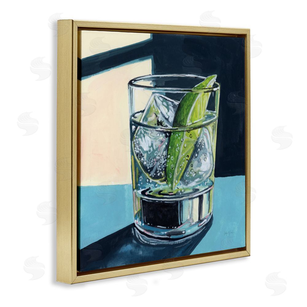 Kate Jarvik Birch Strong Gin and Tonic Gold Floating Frame Canvas Wall Art Print