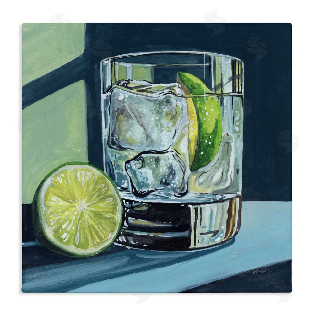 Kate Jarvik Birch Lime & Gin Tonic Cocktail Stretched Canvas Wall Art Print