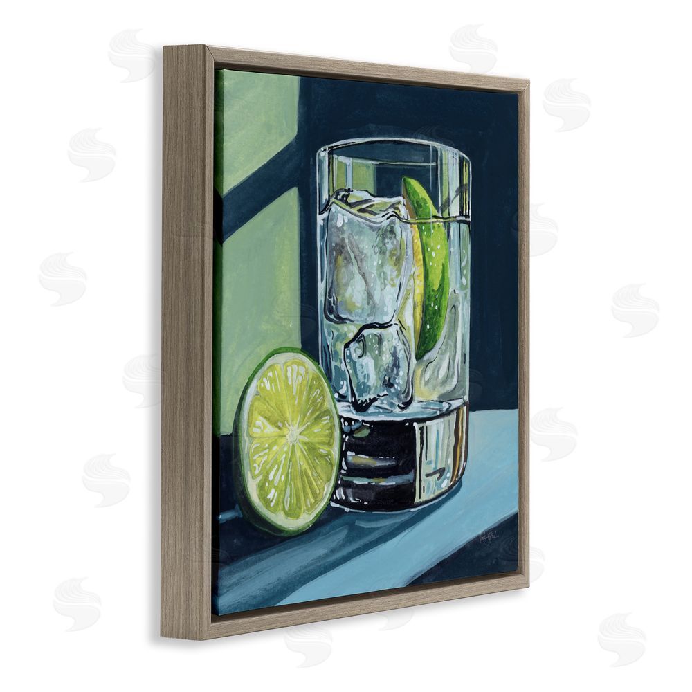 Kate Jarvik Birch Lime & Gin Tonic Cocktail Brown Floating Frame Canvas Wall Art Print