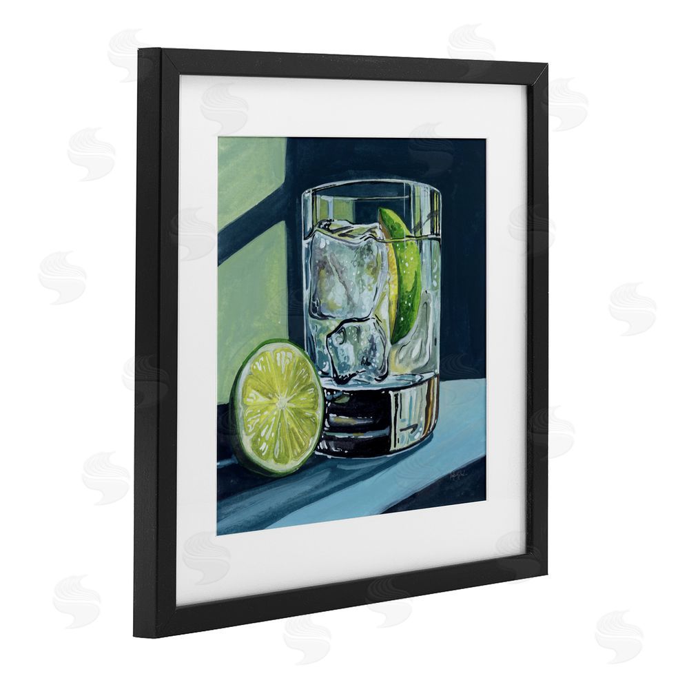Kate Jarvik Birch Lime & Gin Tonic Cocktail Black Framed Print Under Glass Wall Art