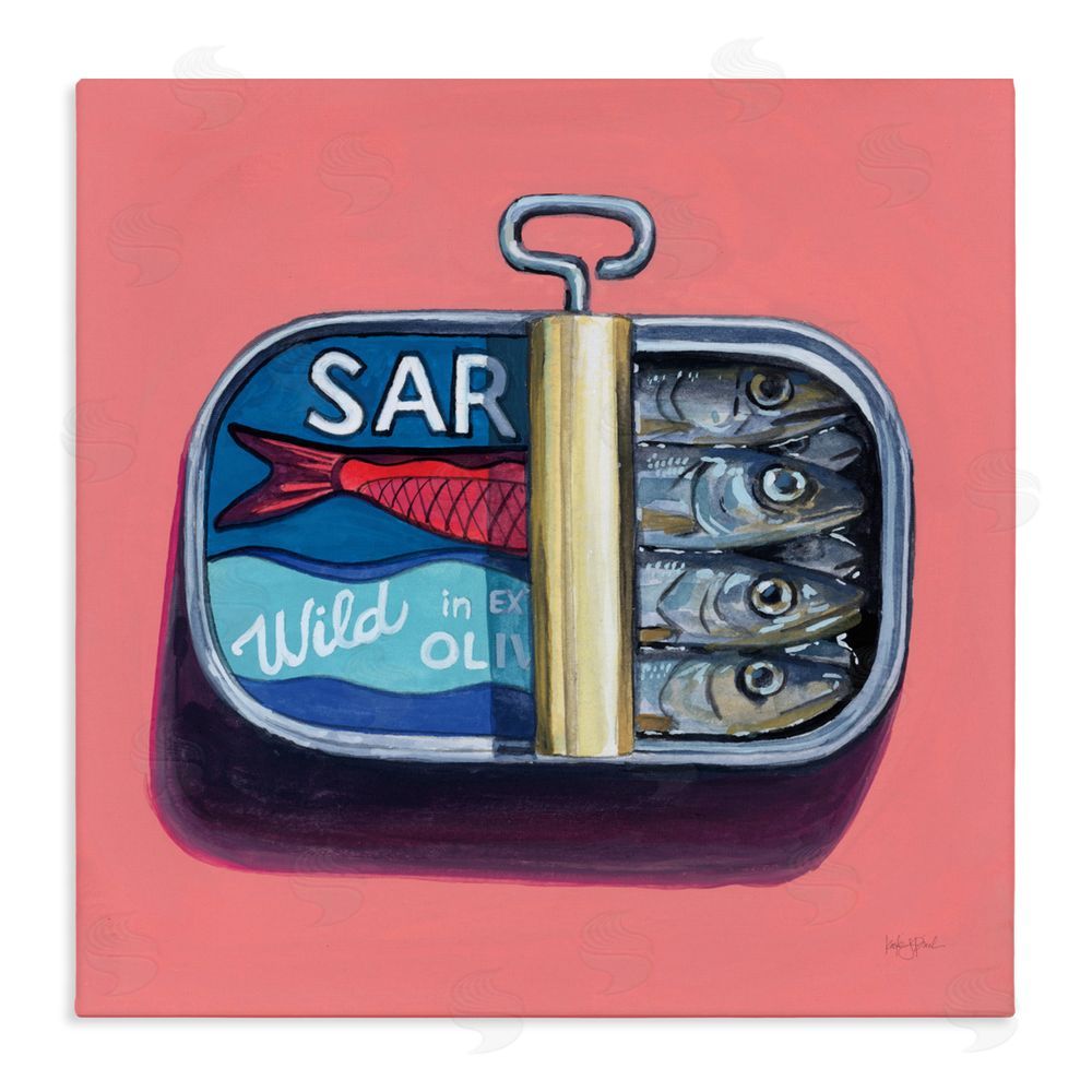 Kate Jarvik Birch Wild Sardines on Pink Stretched Canvas Wall Art Print