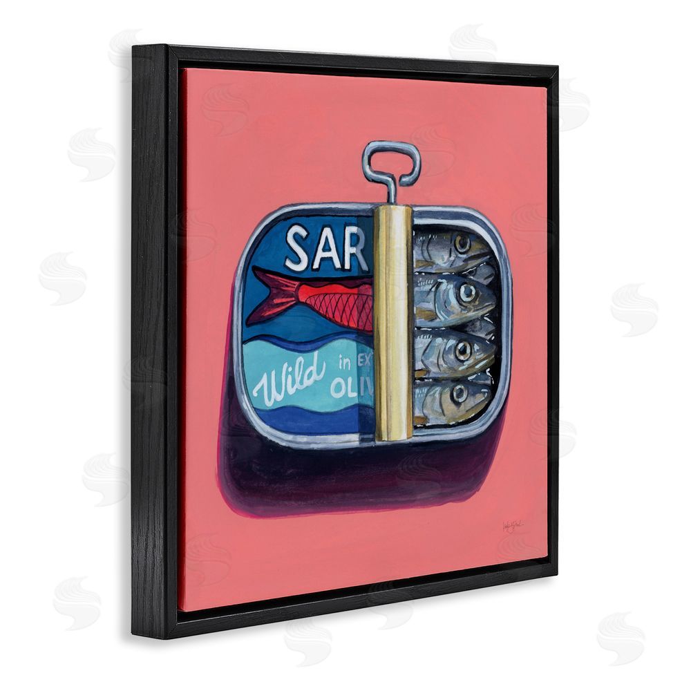 Kate Jarvik Birch Wild Sardines on Pink Black Floating Frame Canvas Wall Art Print