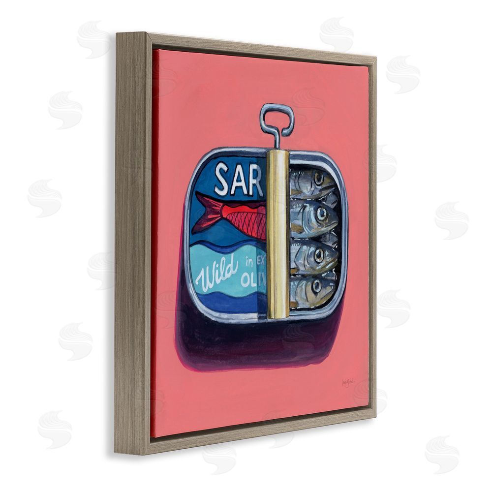 Kate Jarvik Birch Wild Sardines on Pink Brown Floating Frame Canvas Wall Art Print